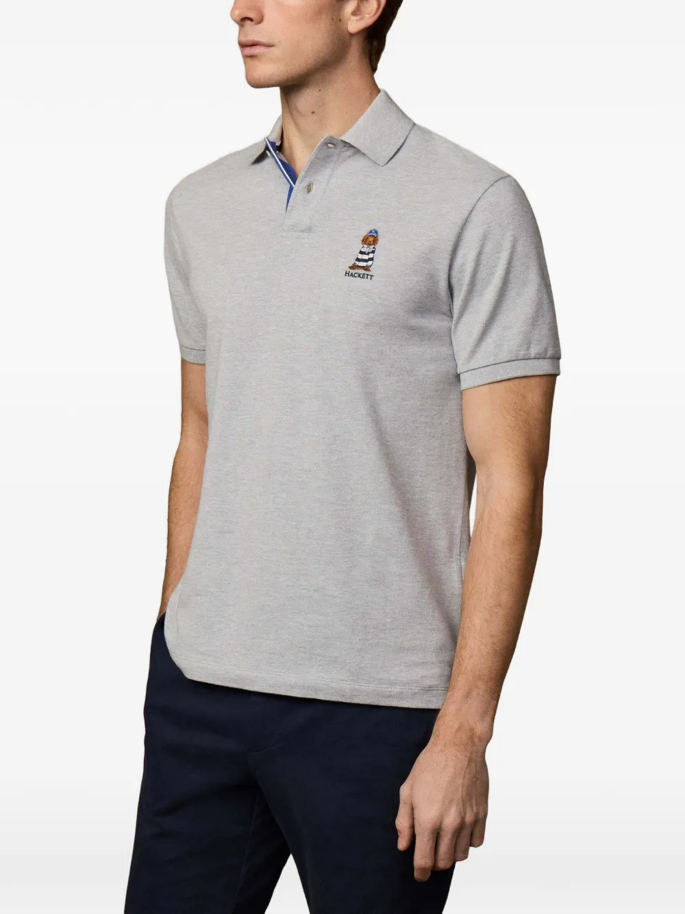 Hackett London Poloshirt met geborduurde kraag Grijs