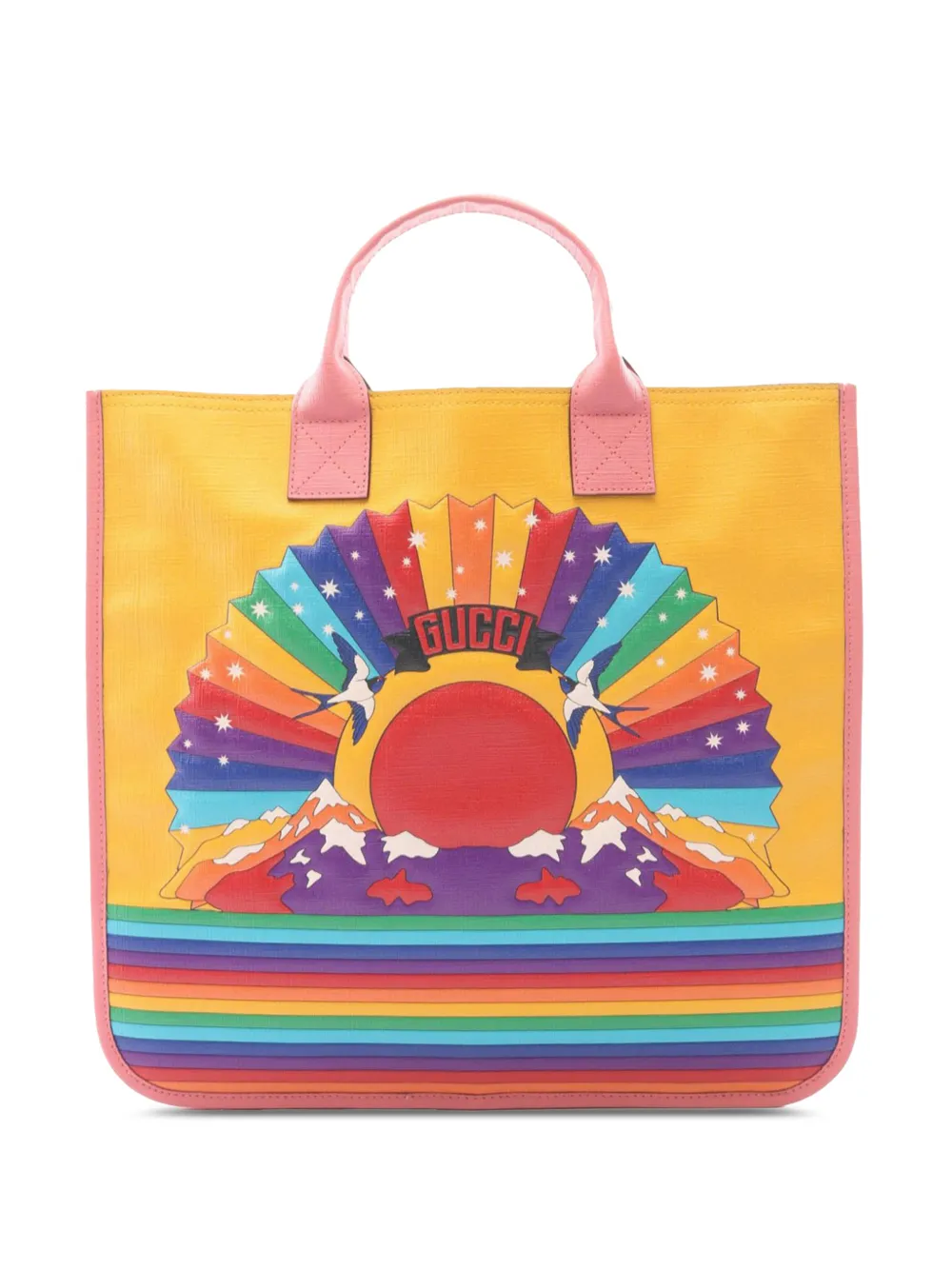Gucci Pre-Owned 2000-2015 Coated Canvas Children's Rainbow Bird tote bag - Giallo