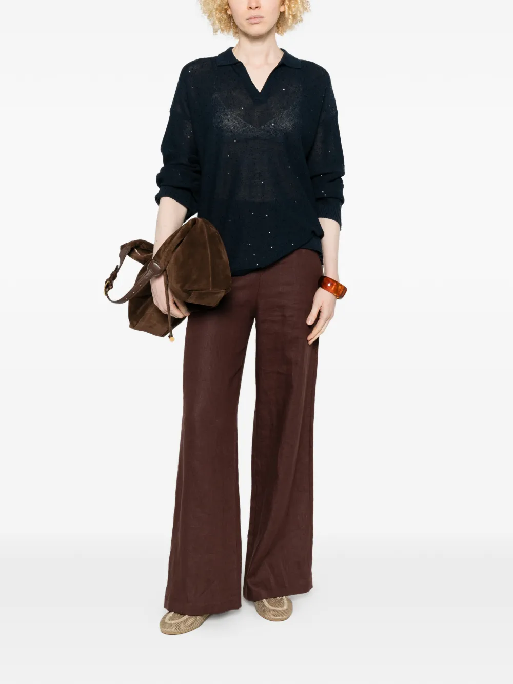  Antonelli V-neck Embellished Sweater - Blue 