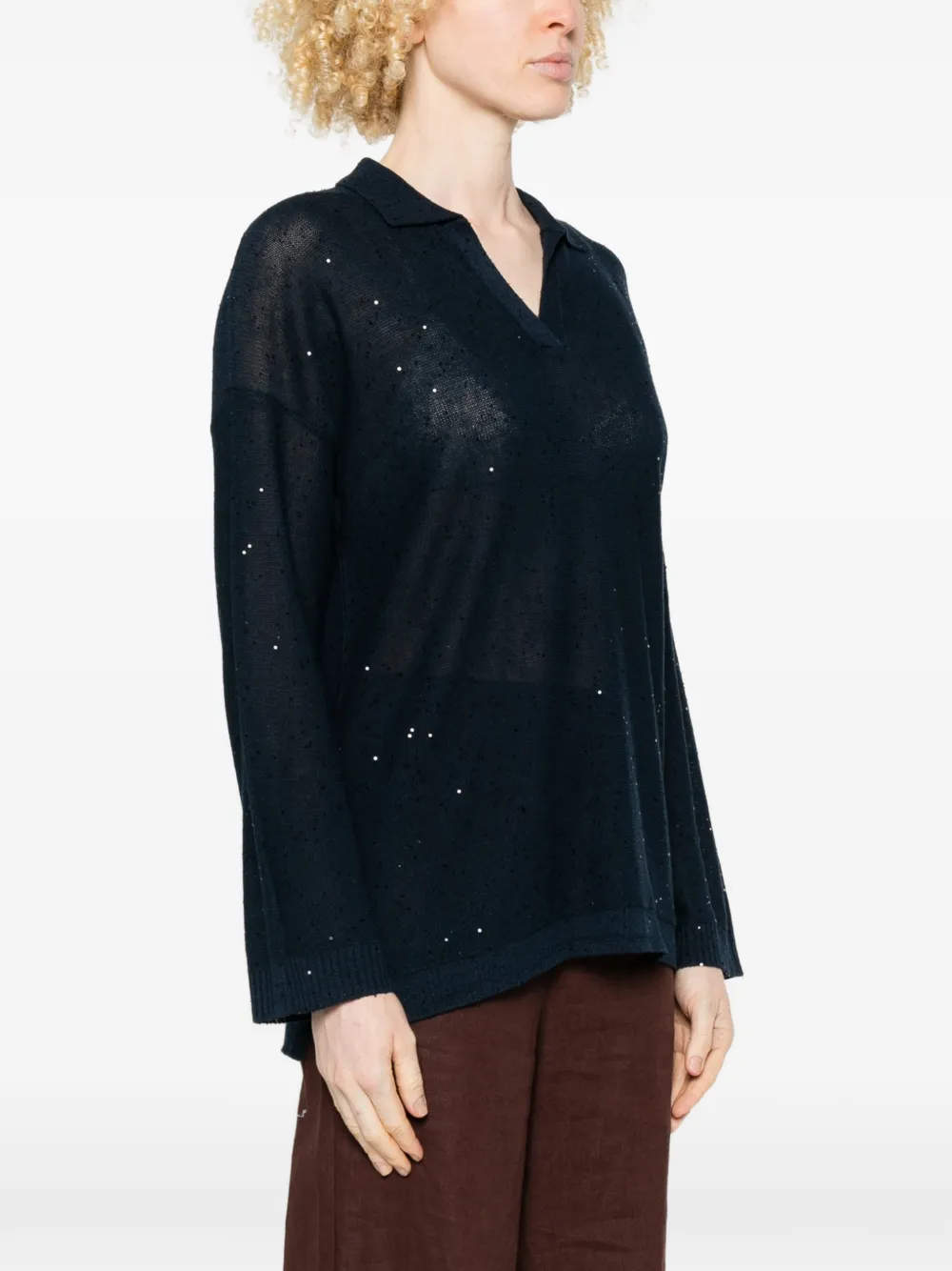  Antonelli V-neck Embellished Sweater - Blue 