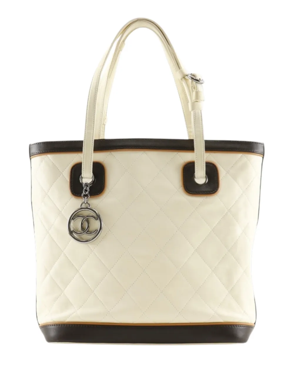 Pre-owned Chanel 2006-2008 Quilted Lambskin Country Club Tote Bag In White