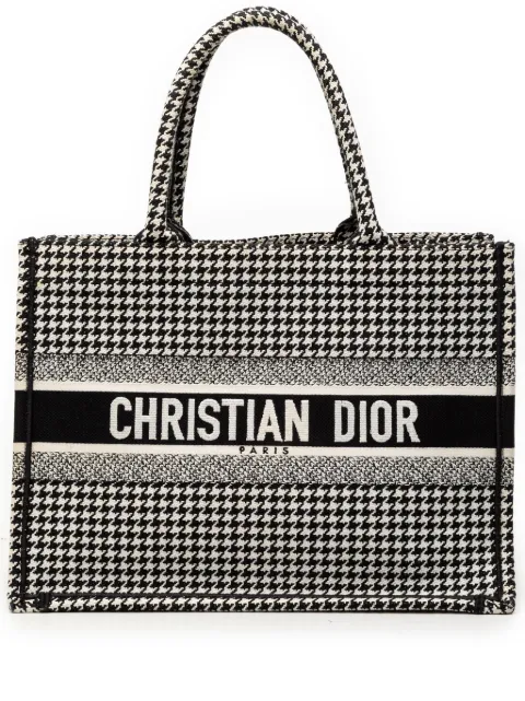 Christian Dior Pre-Owned 2019 Medium Canvas Houndstooth Embroidered Book tote bag