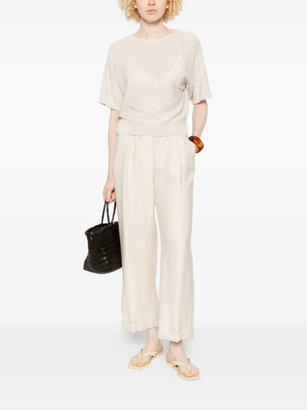  Antonelli Zagara Sequin-embellished Top - Neutrals 