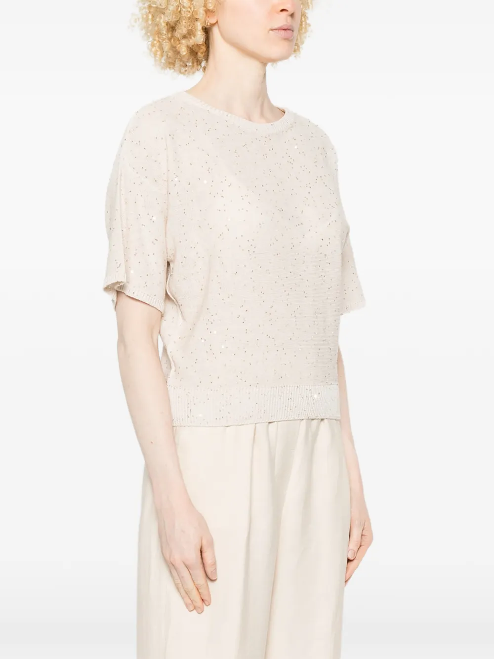  Antonelli Zagara Sequin-embellished Top - Neutrals 