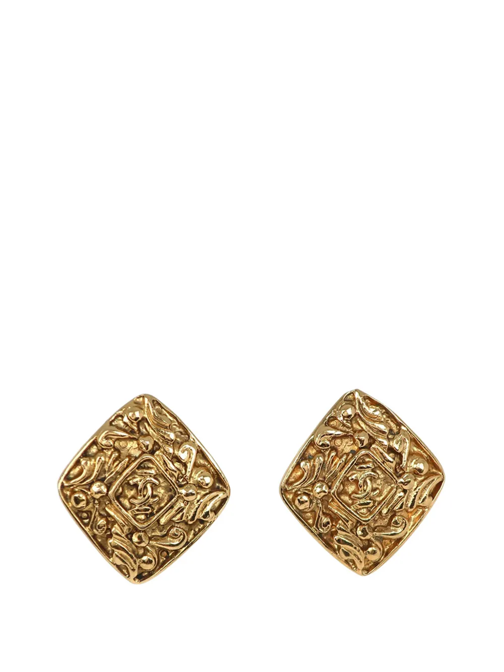 CHANEL Pre-Owned 1970-1980 CC Gold Plated Diamond Clip On Earrings costume earrings - Oro