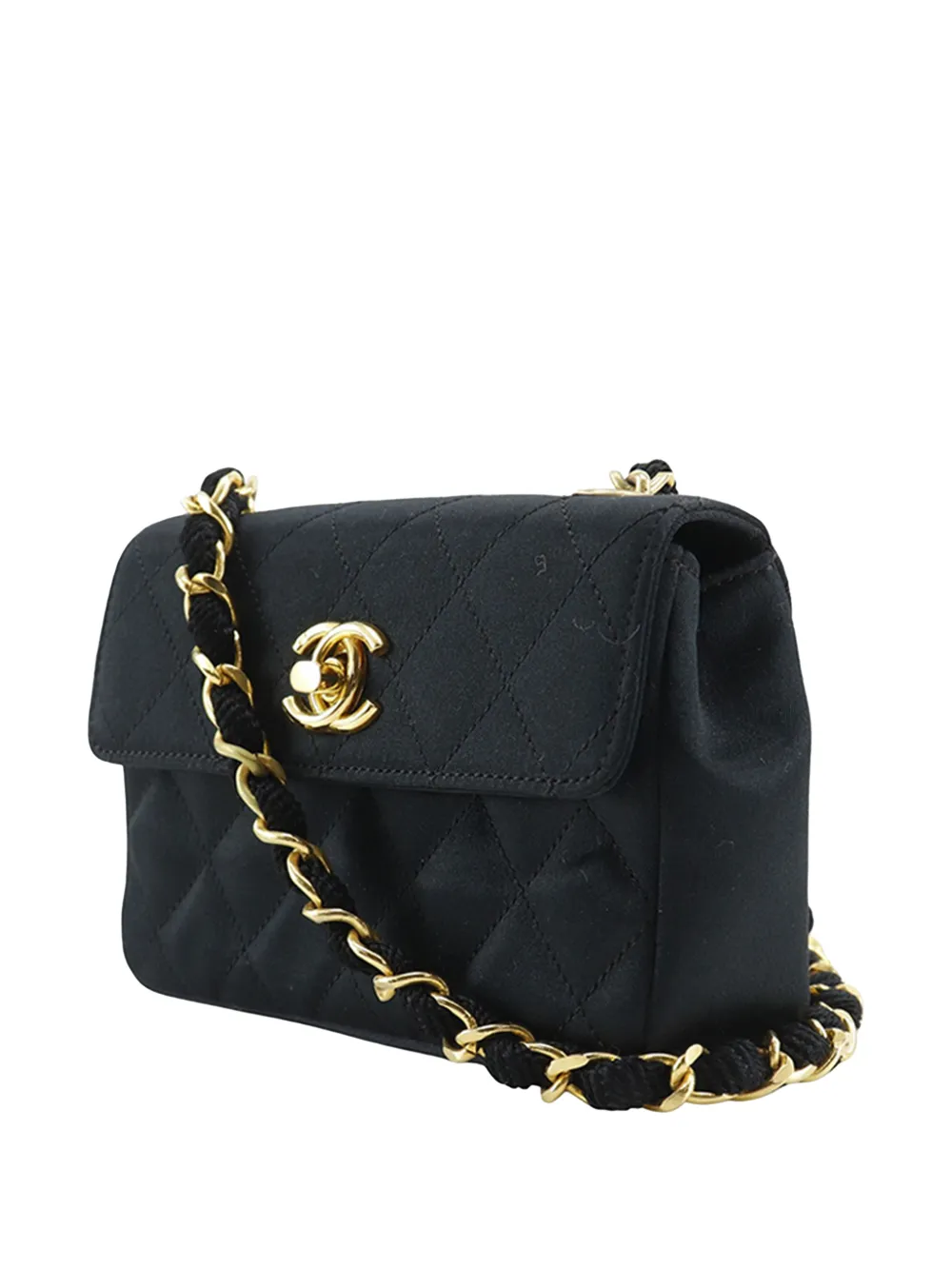 1986-1988 Mini Cc Quilted Satin Chain Flap Crossbody Bag