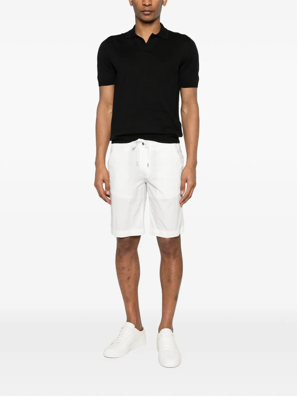 Tagliatore Poloshirt met V-hals en korte mouwen Zwart