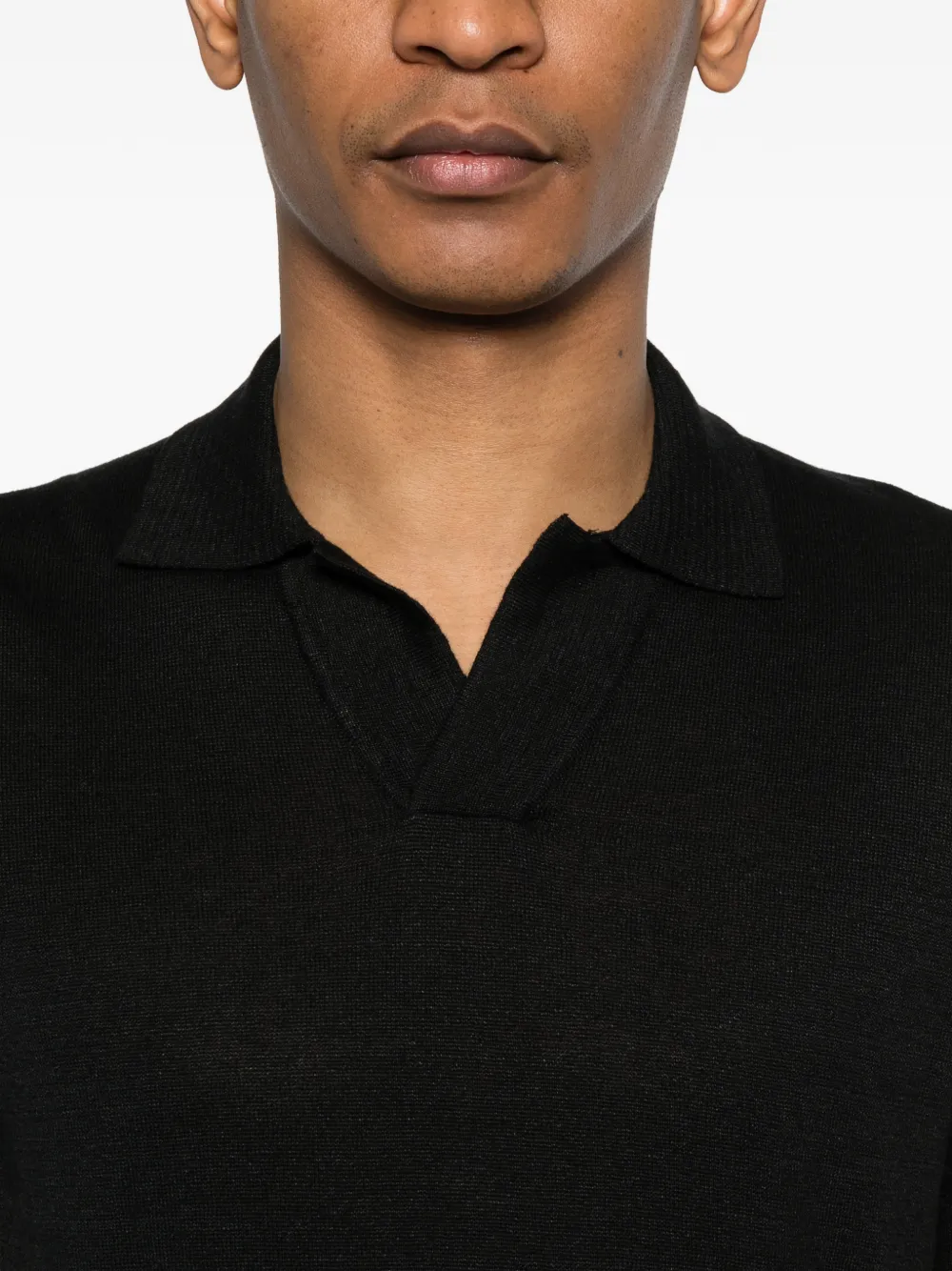 Tagliatore Poloshirt met V-hals en korte mouwen Zwart