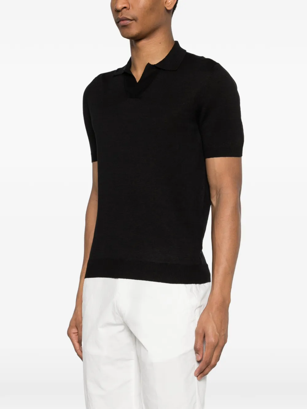 Tagliatore Poloshirt met V-hals en korte mouwen Zwart