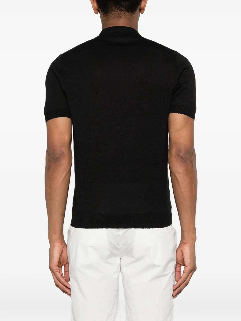 Tagliatore Poloshirt met V-hals en korte mouwen Zwart