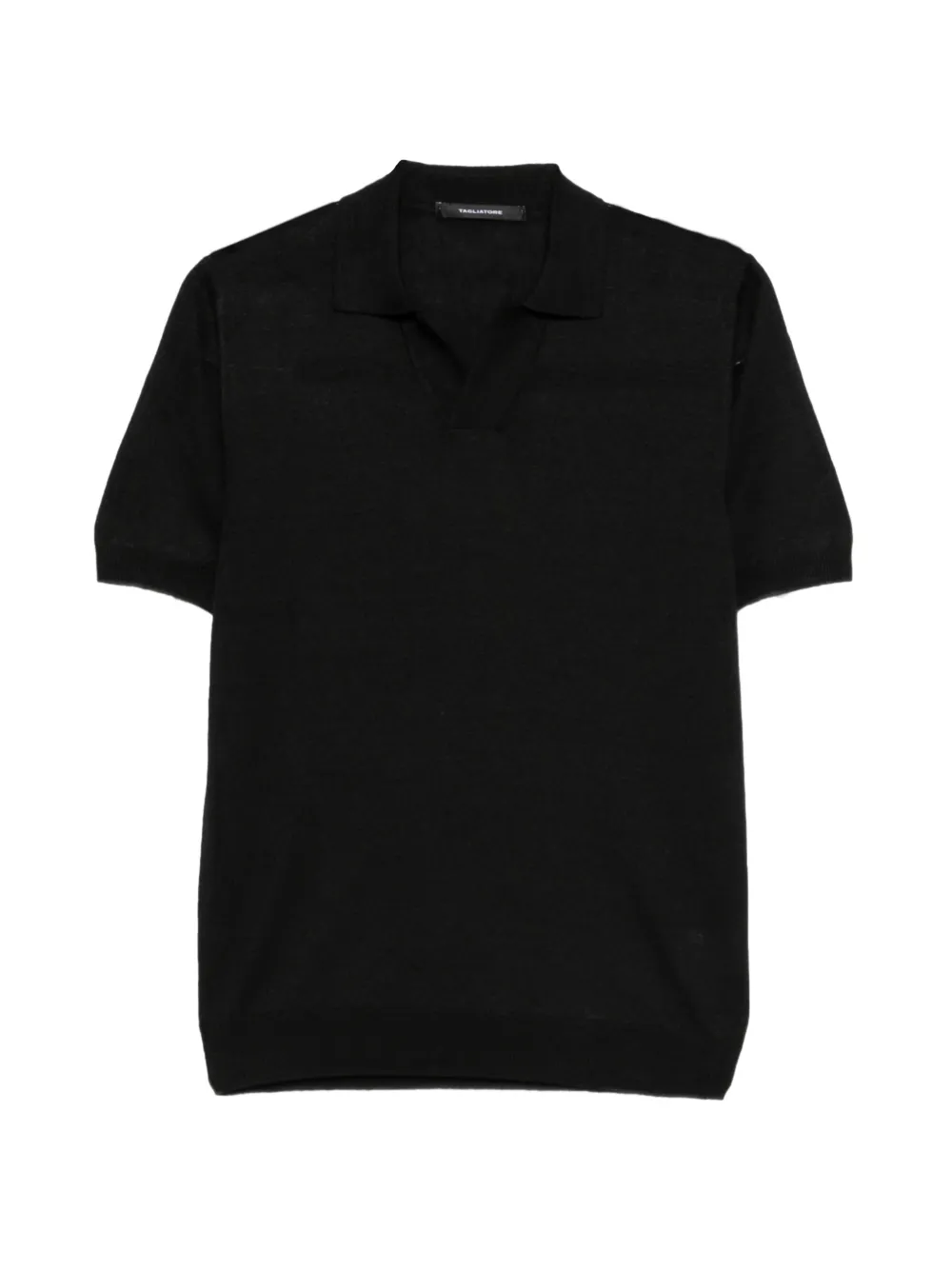 Tagliatore v-neck short-sleeve polo shirt – Black Tagliatore v-neck short-sleeve polo shirt – Black