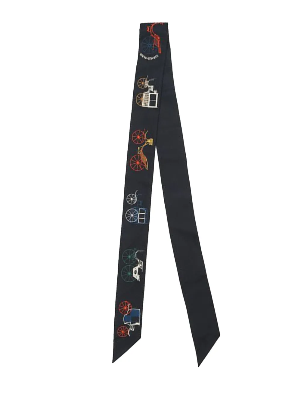 Hermès Pre-Owned 2021-2025 A Toute Berline Embroidered Long Silk Twilly Scarf scarves - Blu