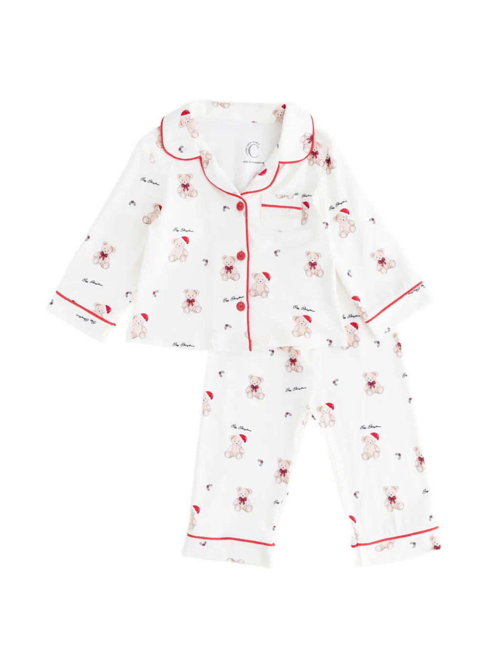 Cozy Crew Club Holly Jolly Bear pyjama set - Weiß