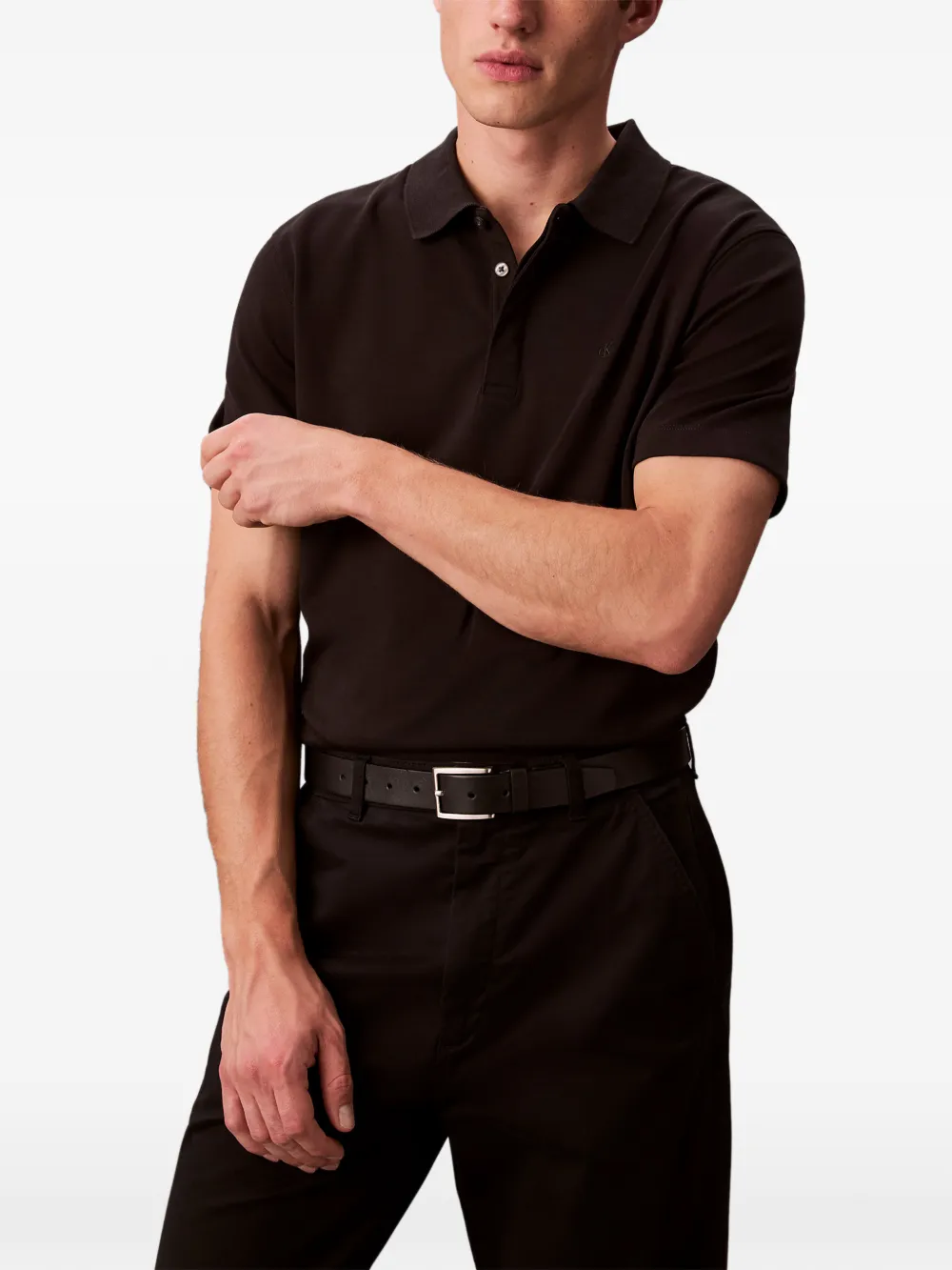 Calvin Klein button polo shirt – Black