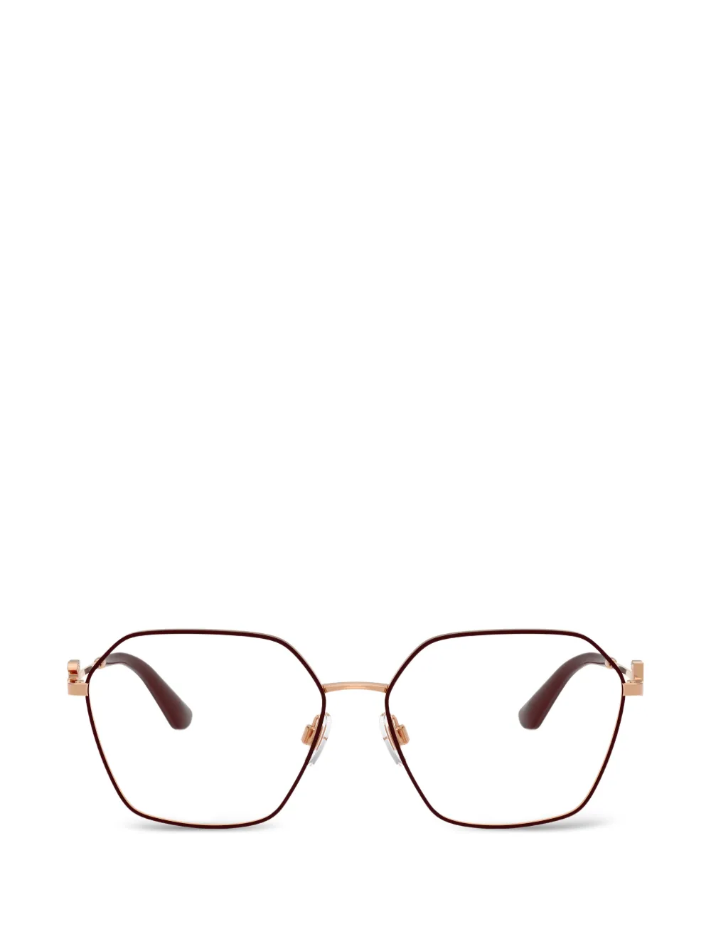 Dolce & Gabbana Eyewear logo-detail geometric-frame glasses - Marrone