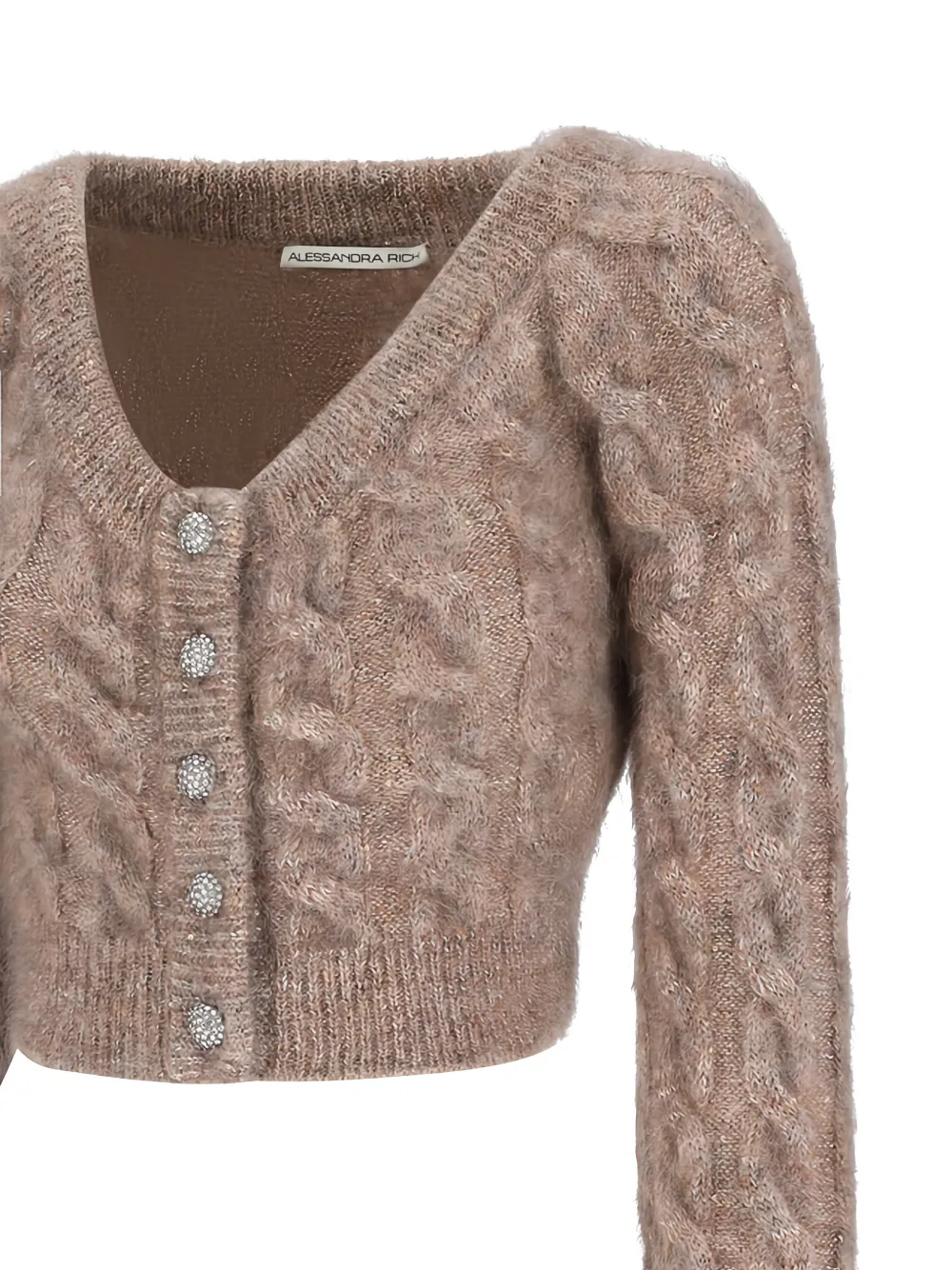  Alessandra Rich Sequin Cable-knit Cardigan - Neutrals 