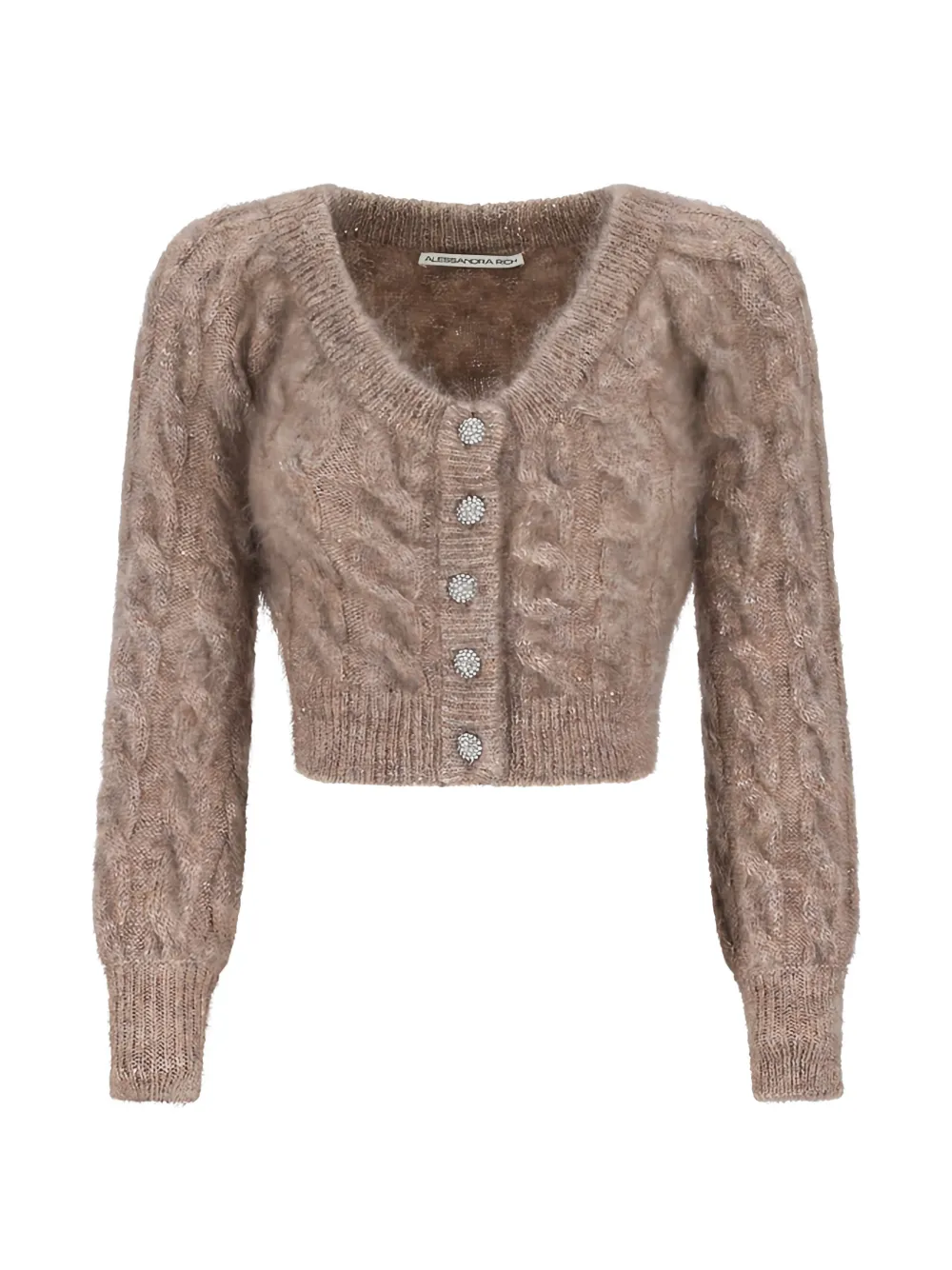Alessandra Rich Sequin Cable-knit Cardigan In Pink