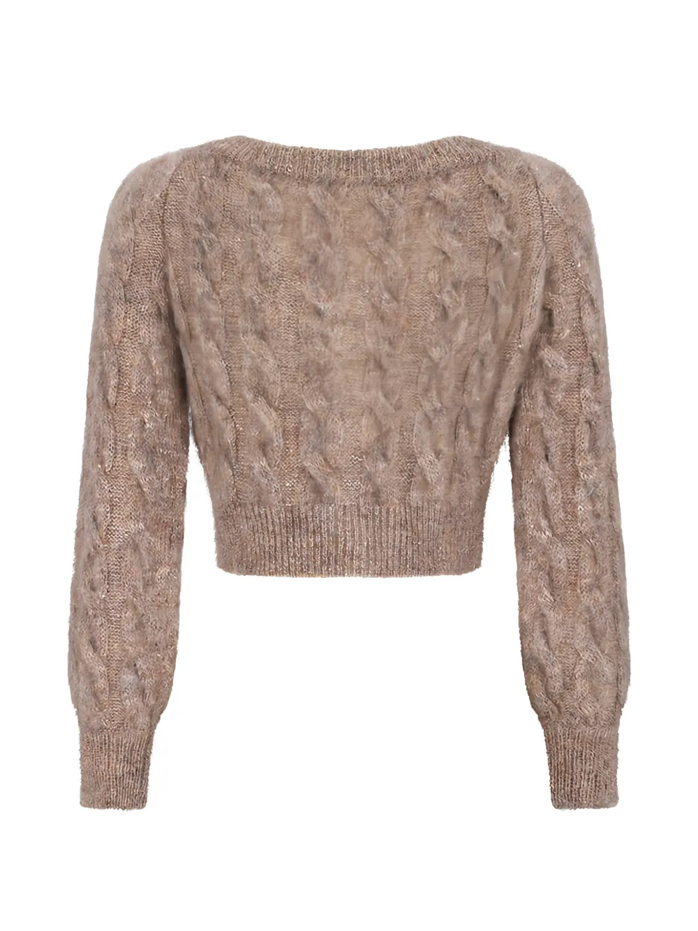  Alessandra Rich Sequin Cable-knit Cardigan - Neutrals 