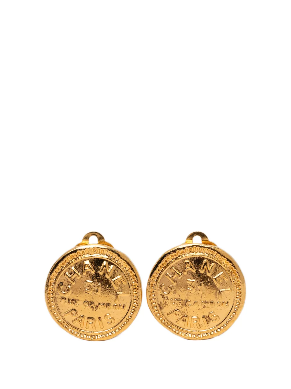 CHANEL Pre-Owned 1970-1980 Gold Plated 31 Rue Cambon Round Clip on Earrings costume earrings - Oro