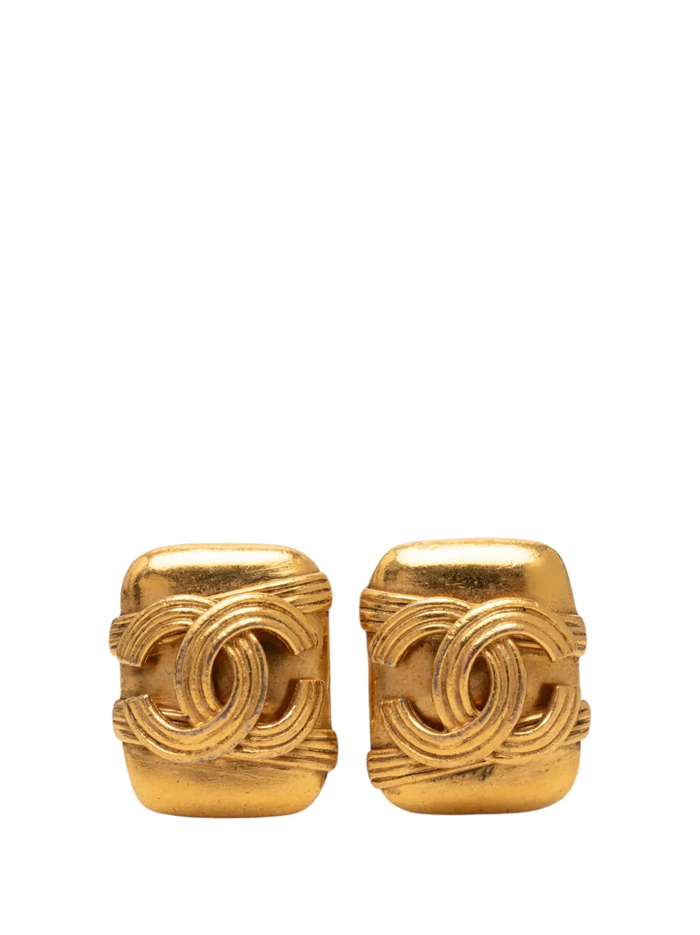 CHANEL Pre-Owned 1994 Gold Plated Wrapped CC Clip On Earrings costume earrings - Oro