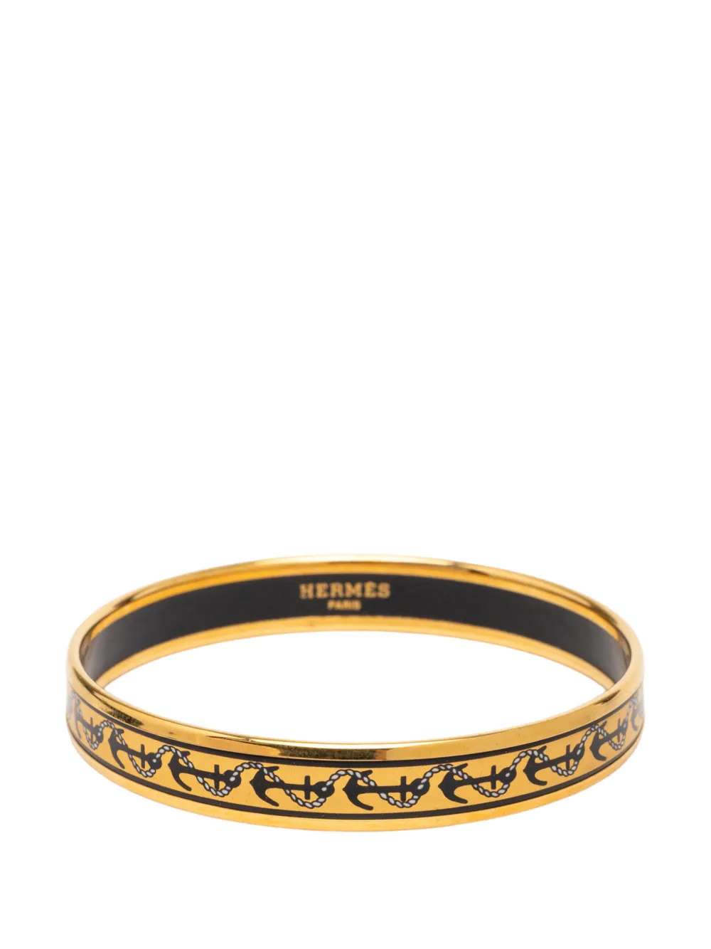 Hermès Pre-Owned Bracciale rigido sottile Anchor 62 con smalto XX secolo - Oro