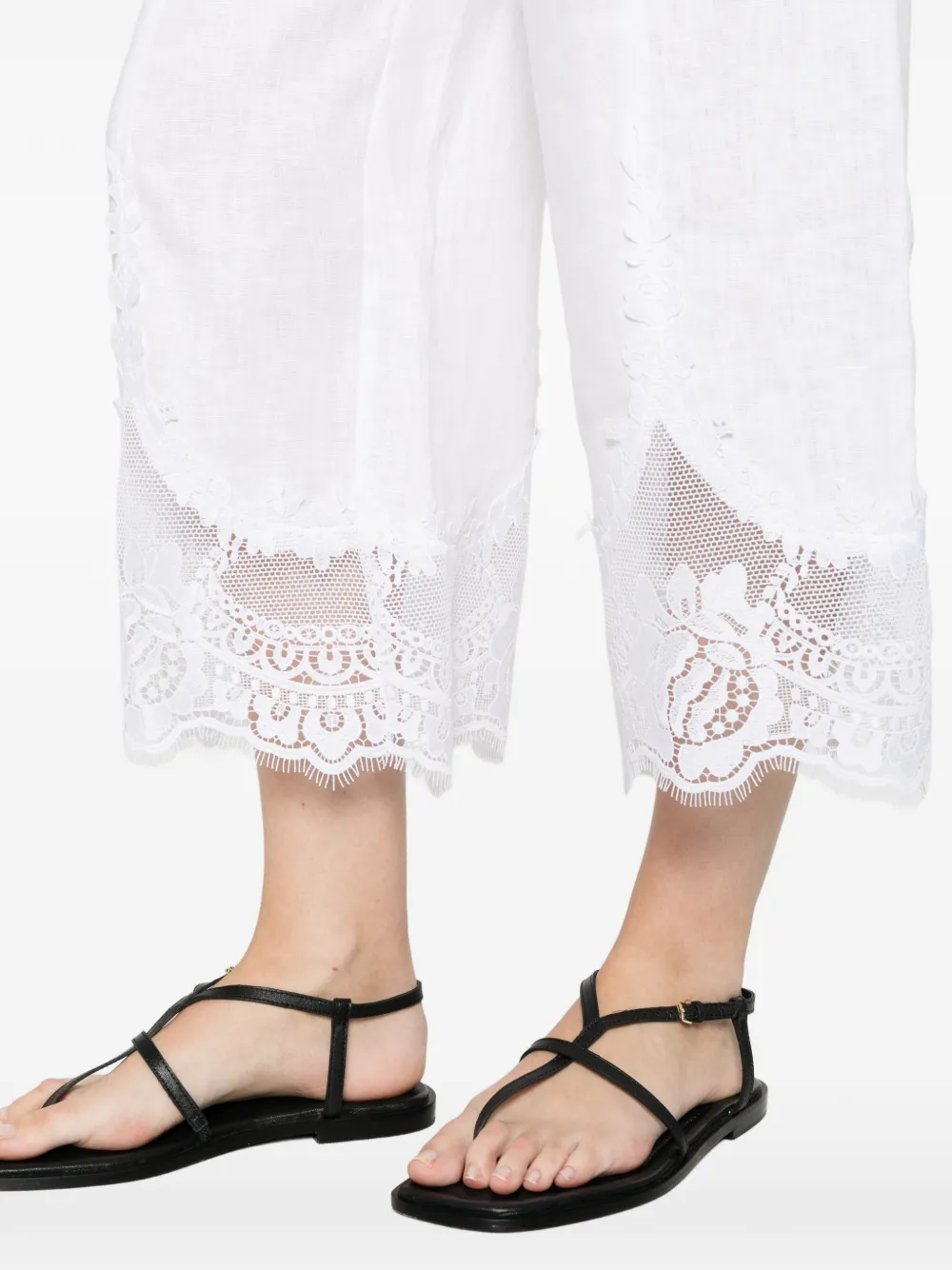 TWINSET Linnen cropped broek met kant Wit