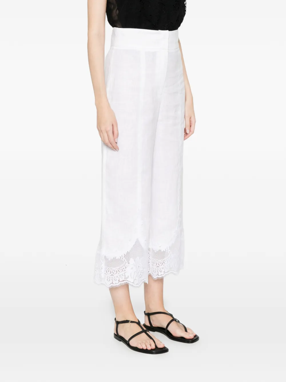 TWINSET Linnen cropped broek met kant Wit