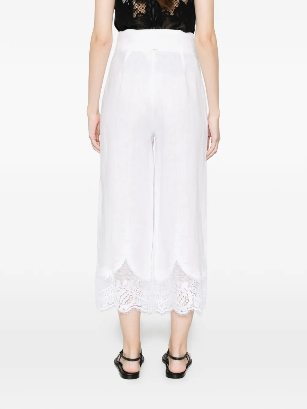 TWINSET Linnen cropped broek met kant Wit