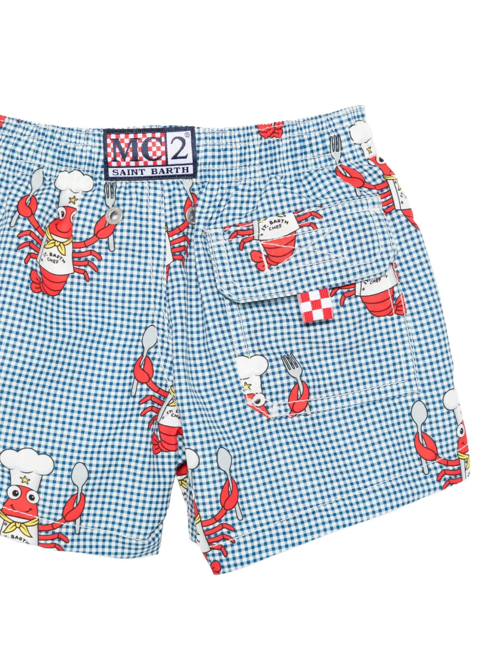 MC2 Saint Barth Kids Jean zwembroek met kreeftprint Blauw