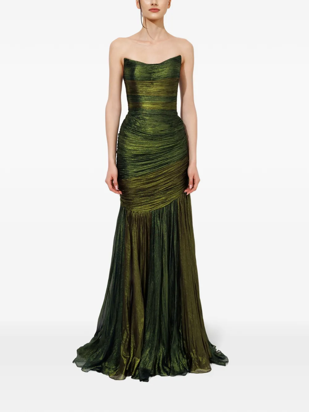 Iris Serban Kim strapless maxi-jurk Groen