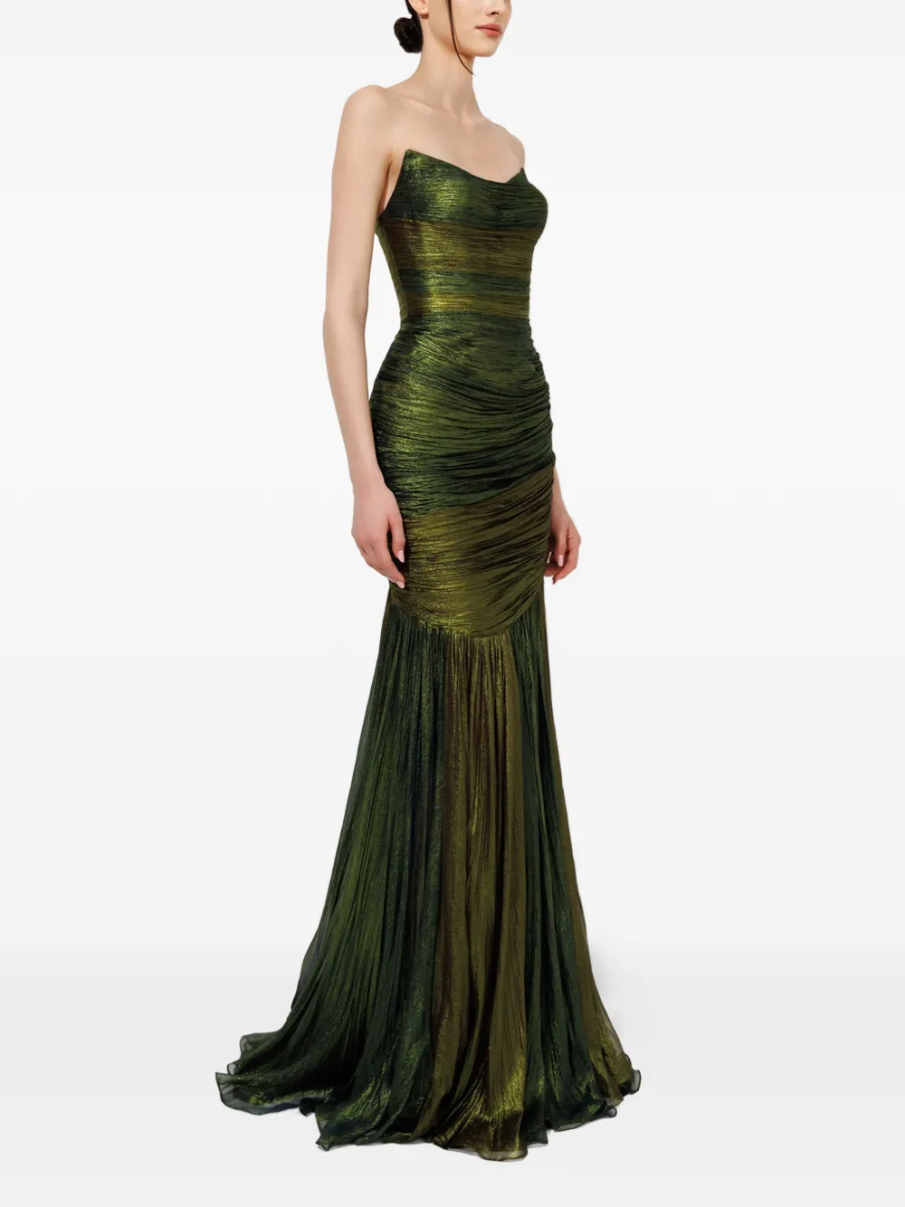 Iris Serban Kim strapless maxi-jurk Groen