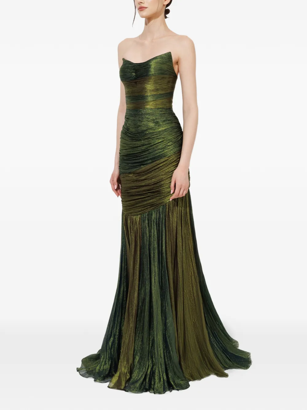 Iris Serban Kim strapless maxi-jurk Groen
