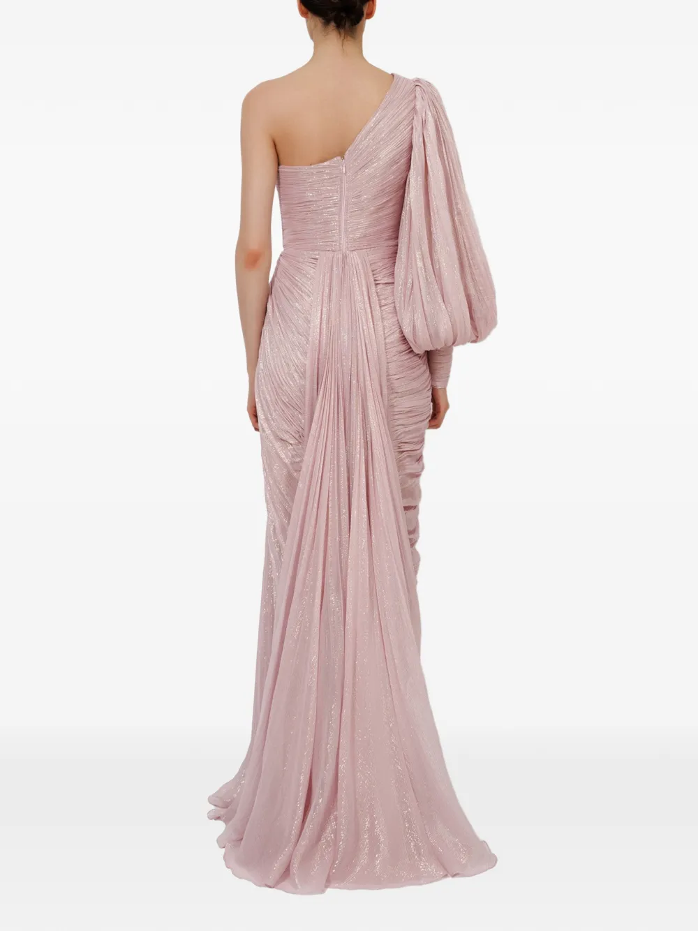 Iris Serban Serafine asymmetrische metallic maxi-jurk Roze