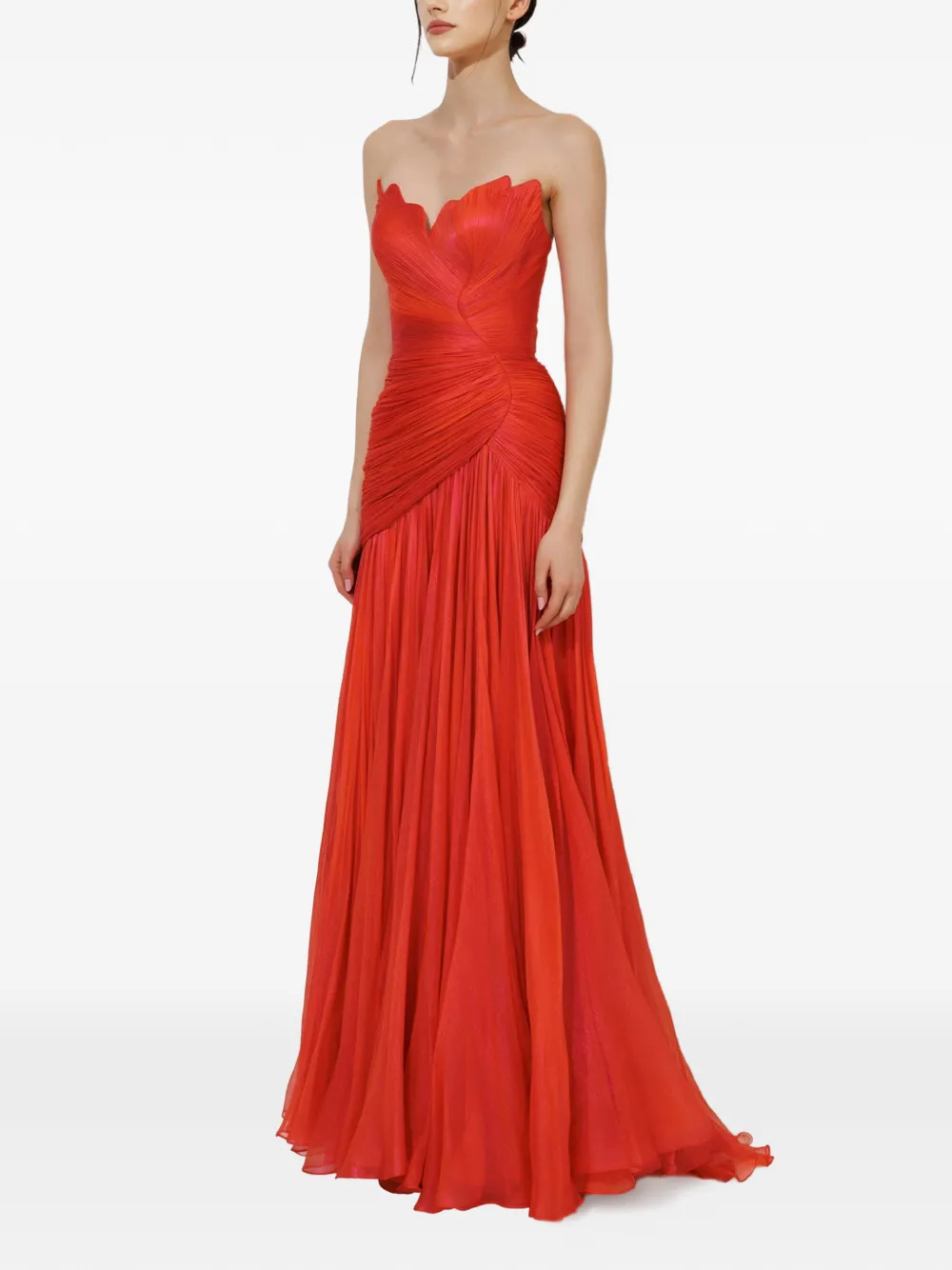 Iris Serban Petal gedrapeerde maxi-avondjurk Rood