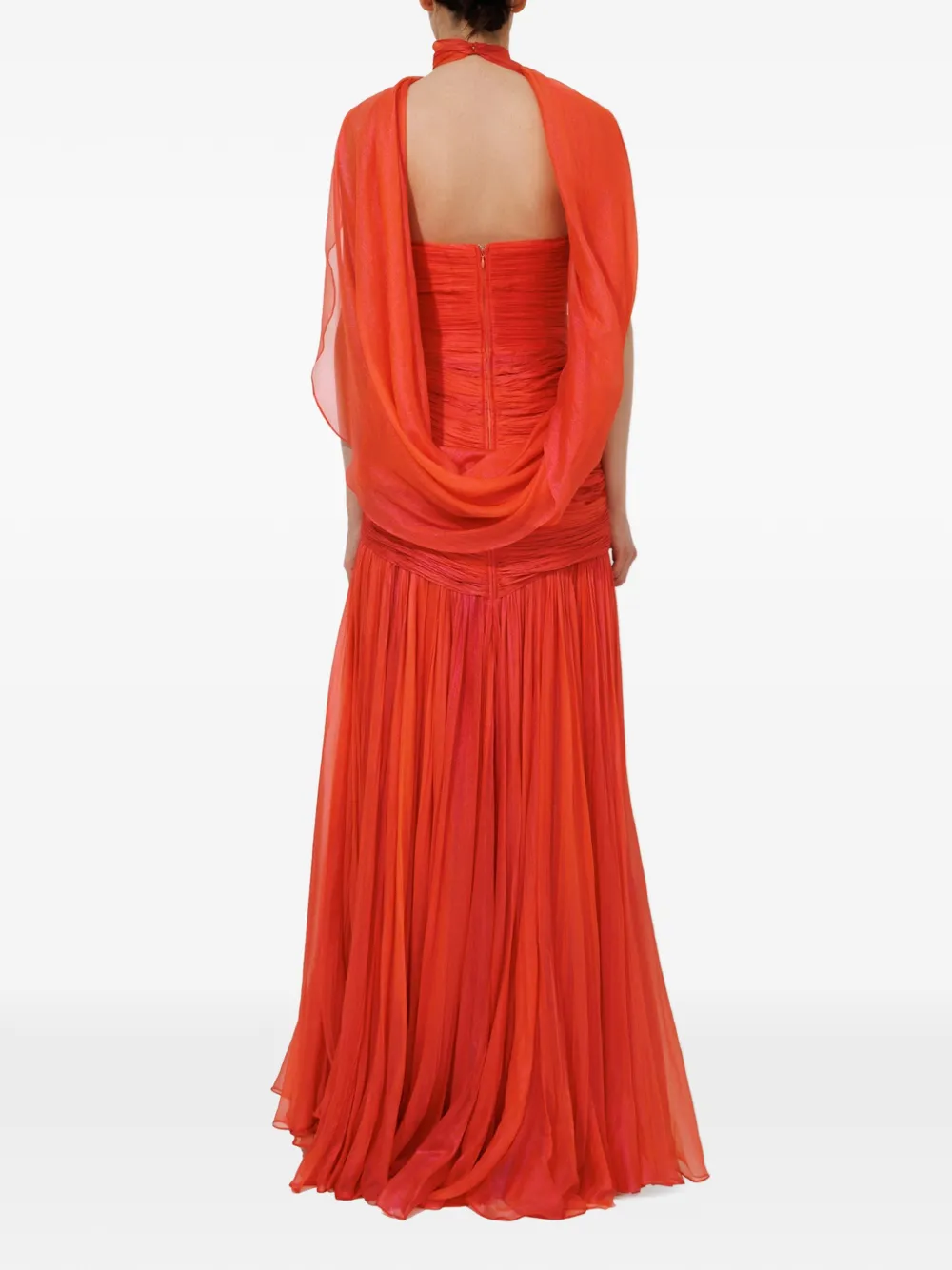 Iris Serban Petal gedrapeerde maxi-avondjurk Rood