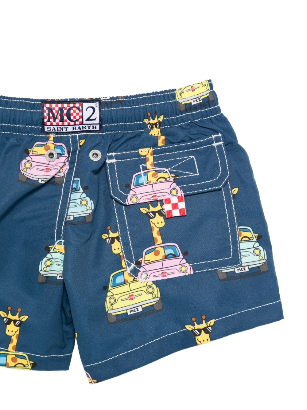 MC2 Saint Barth Kids x Fiat 500 Jean zwembroek met girafprint Blauw