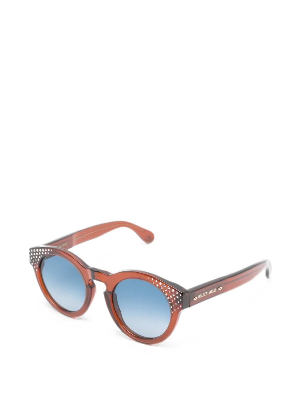 Golden Goose Cameron zonnebril met rond montuur en kristallen Bruin