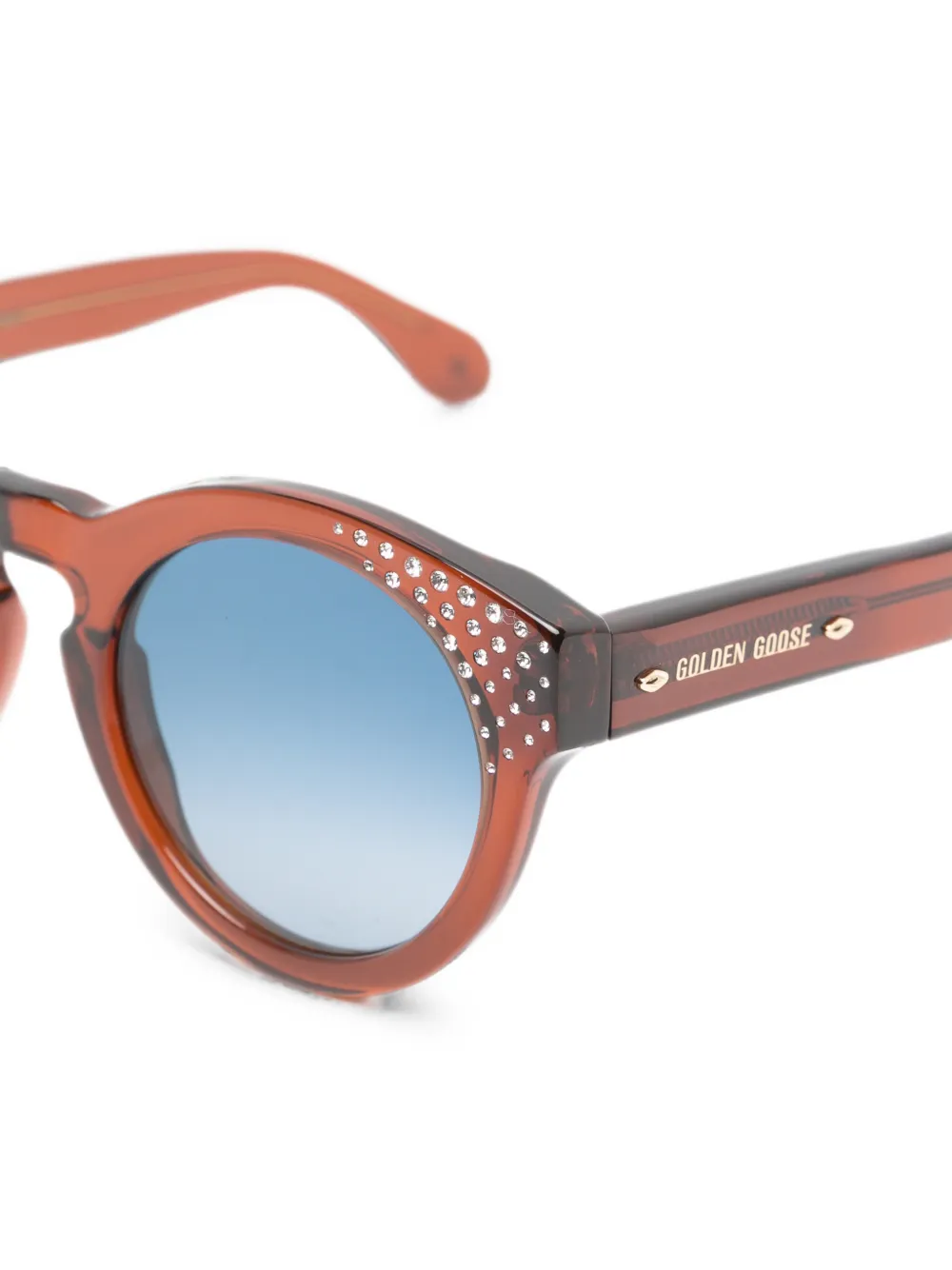 Golden Goose Cameron zonnebril met rond montuur en kristallen Bruin