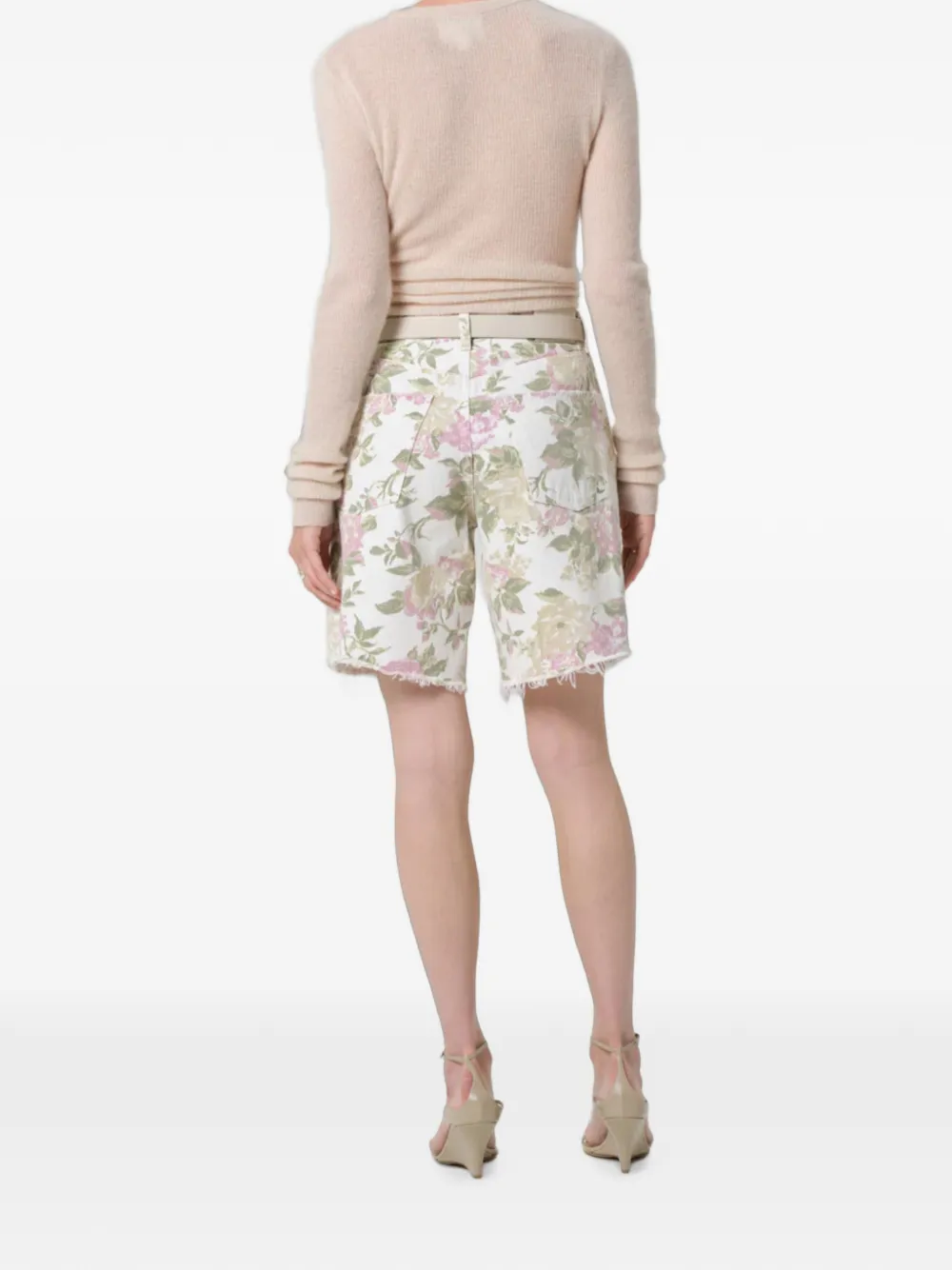 Citizen Of Humanity Citizens Of Humanity Ayla High Waist Raw Hem Cutoff Denim Bermuda Shorts In Multi