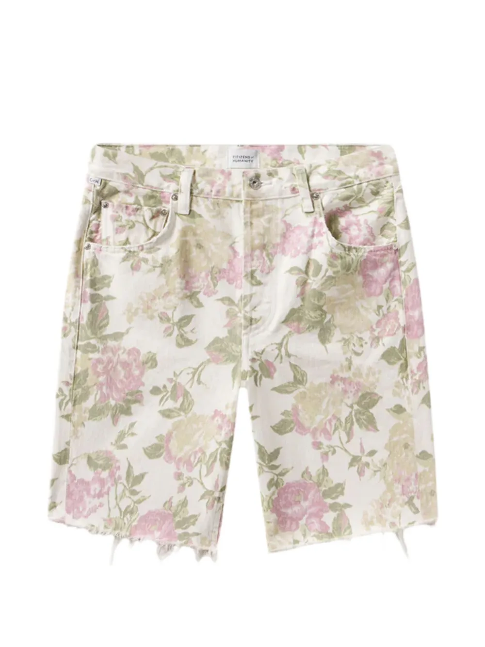 Citizens of Humanity floral-print raw-hem shorts - White