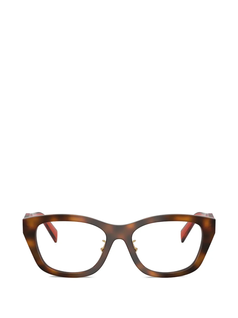 Prada Eyewear geometric frame glasses - Marrone