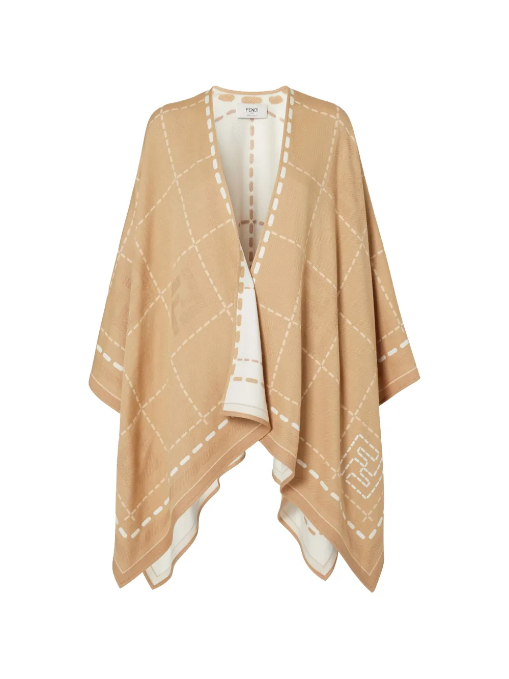 Fendi Draped Patterned Cape Jacket Collection In Neutral