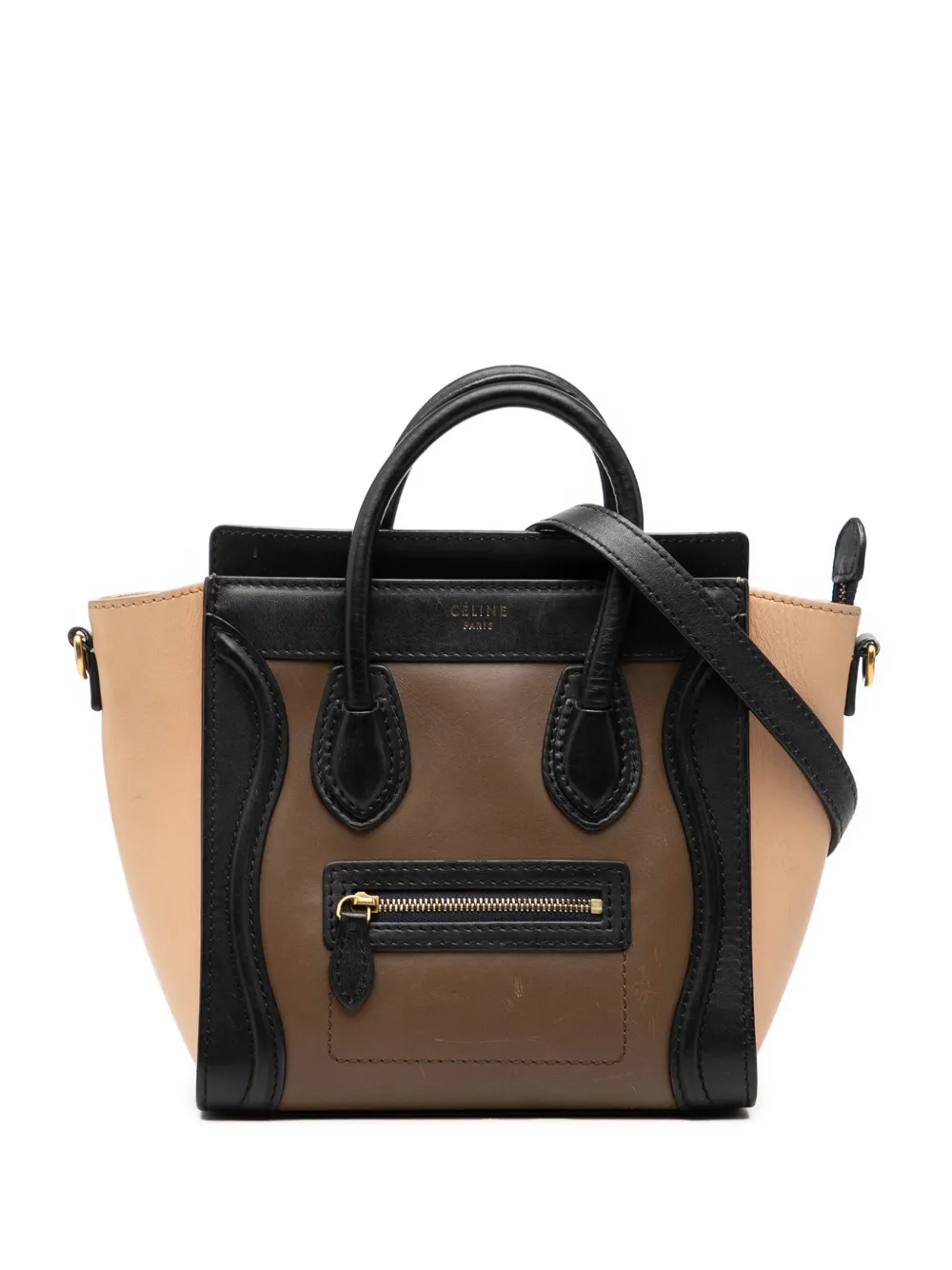 Celine Pre-Owned 2013 Nano Tricolor Leather Luggage Tote satchel - Nero