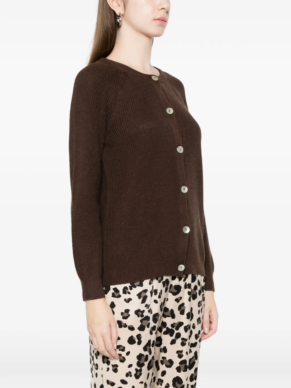  Beyou Buttoned Cardigan - Brown 