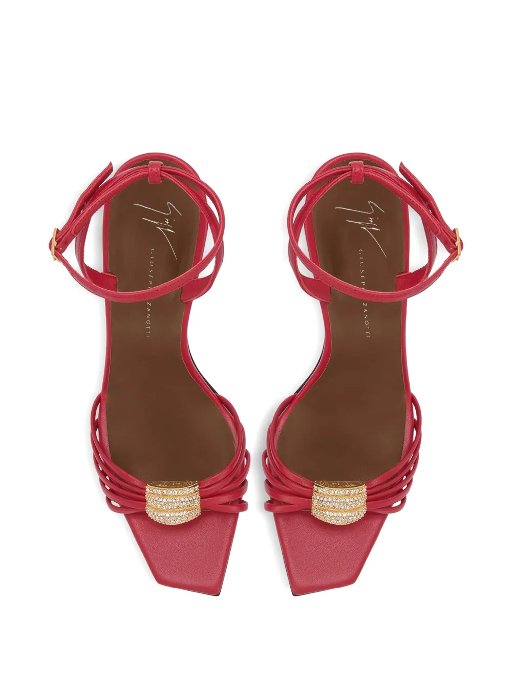 Giuseppe Zanotti Orchid sandalen met vierkante neus en kristallen Rood