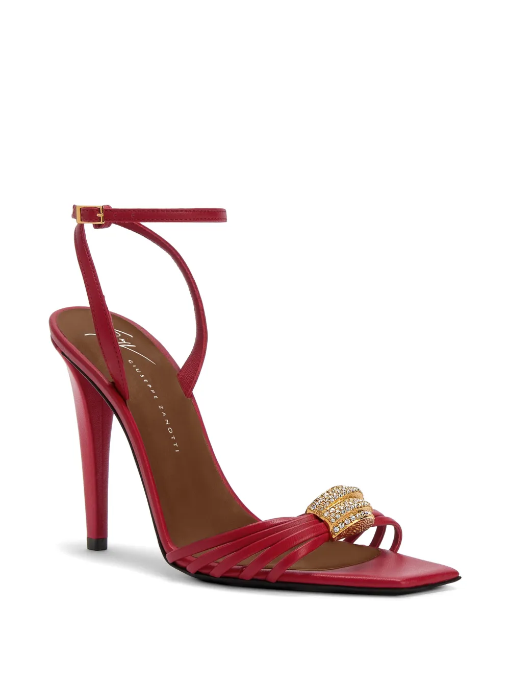 Giuseppe Zanotti Orchid sandalen met vierkante neus en kristallen Rood