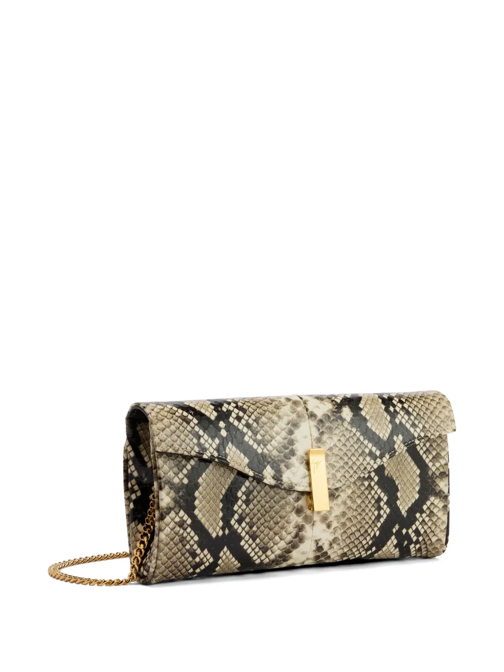 Giuseppe Zanotti Flutie clutch met python-effect Beige