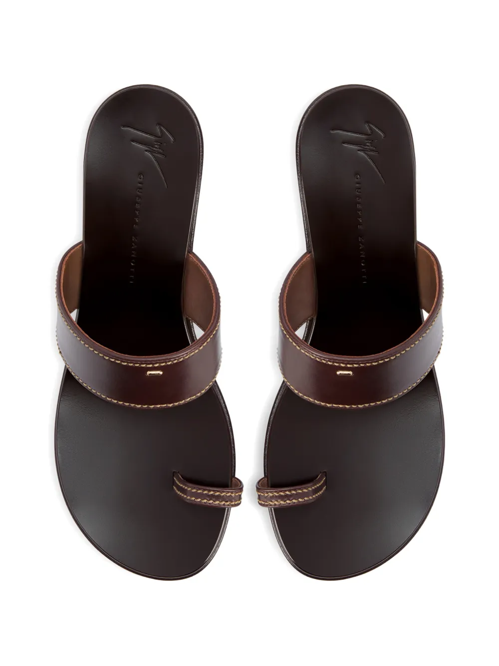 Giuseppe Zanotti Leren sandalen met stiksel Bruin