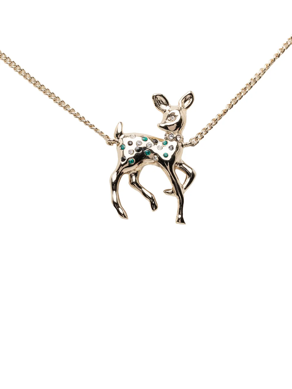 CHANEL Pre-Owned 2025 CC Gold Plated Rhinestone Deer Pendant Necklace costume necklace - Oro