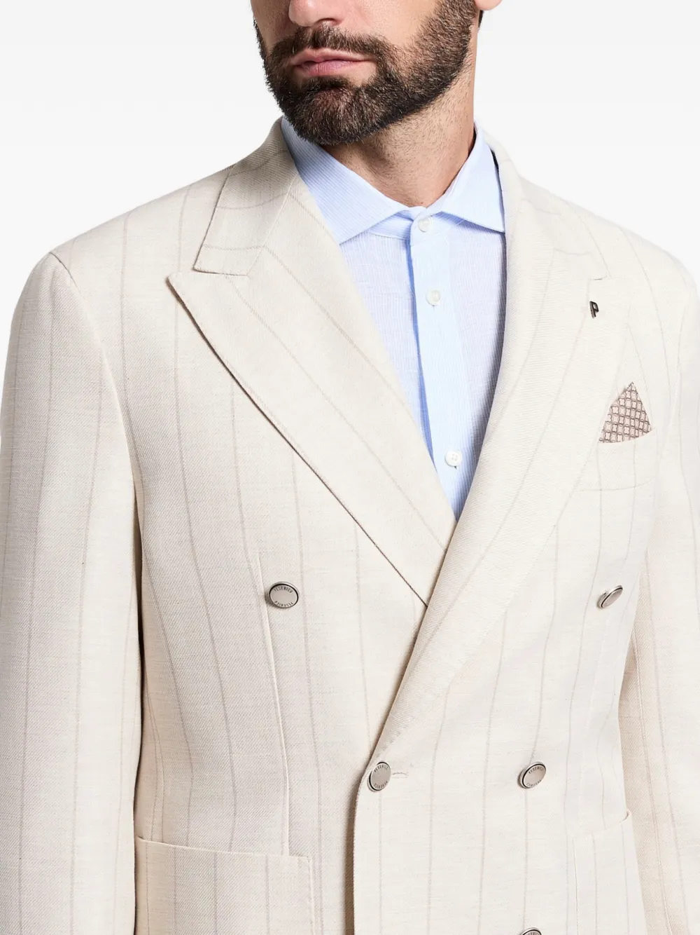  Peserico Double-breasted Striped Blazer - Neutrals 